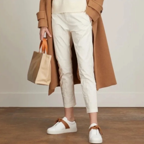 Nili Lotan Pants - Nili Lotan Tel Aviv Slim Leg Cropped Cream Pants Size 0